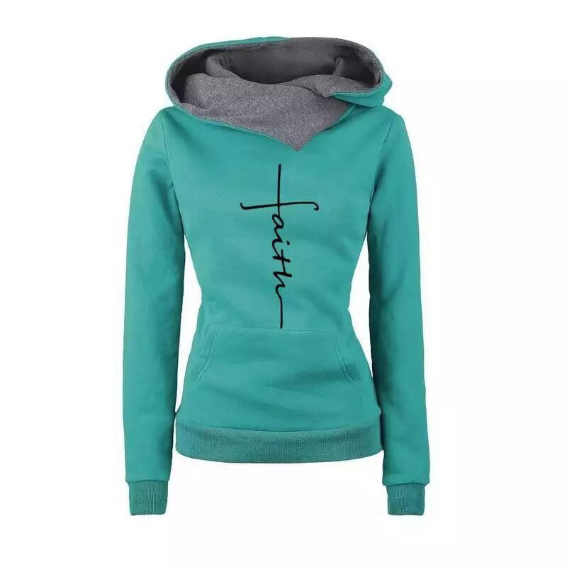 Women's Faith Embroidered Casual Hoodie