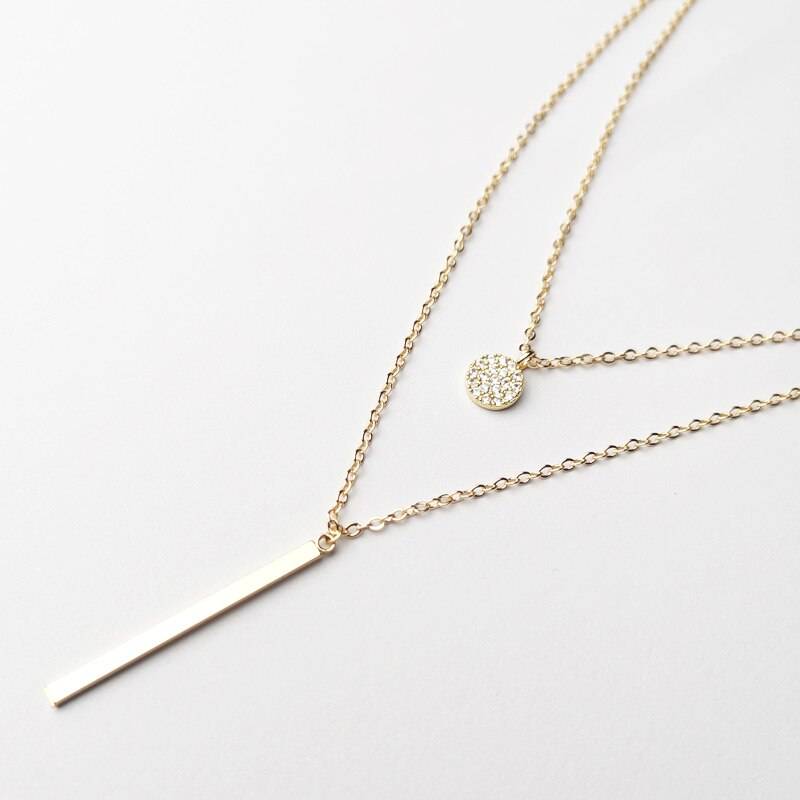 925 Sterling Silver Double Layer Necklace 925 Sterling Silver Double Layer Necklace