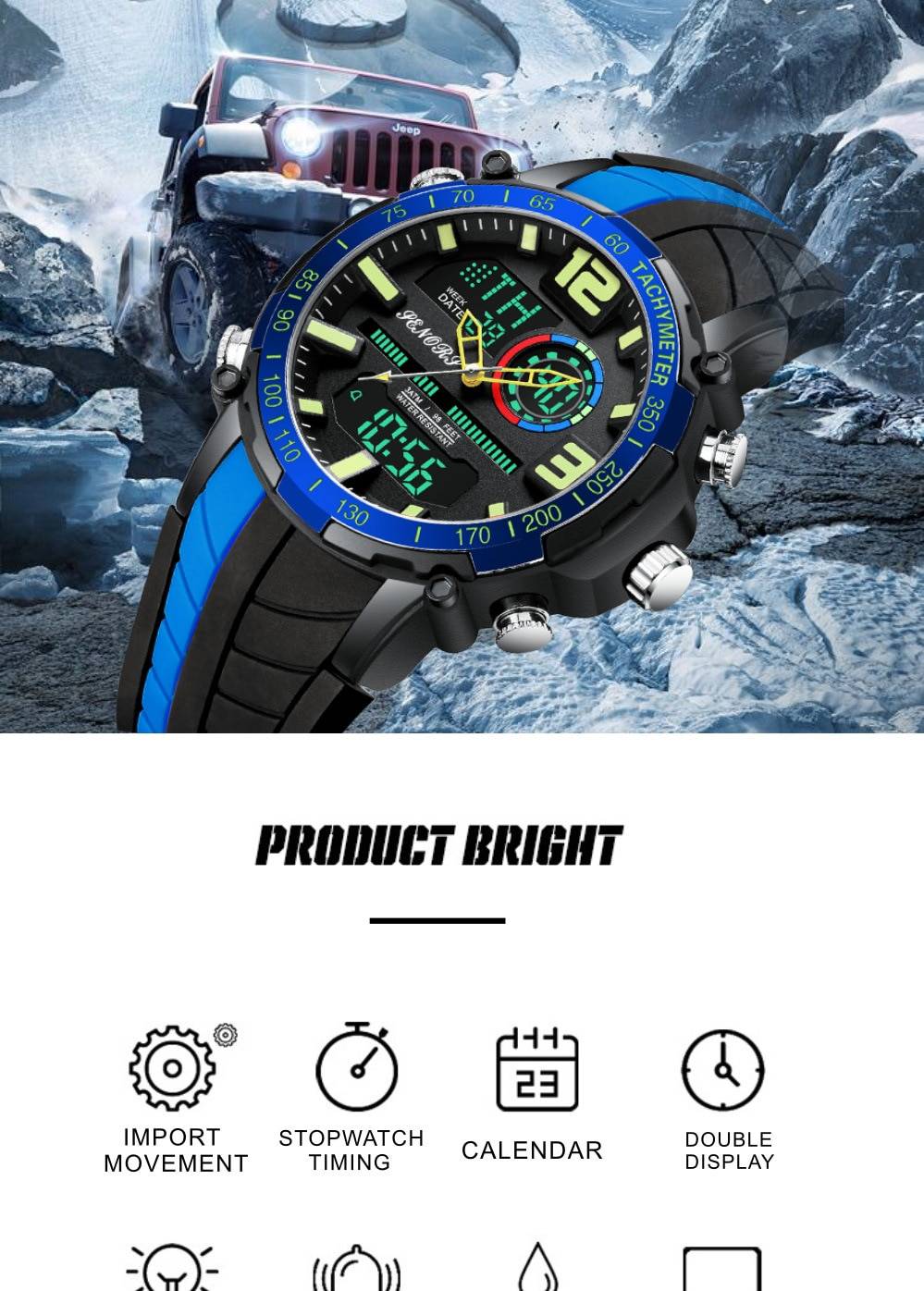 Men's Striped Silicone Strap Sports Watch