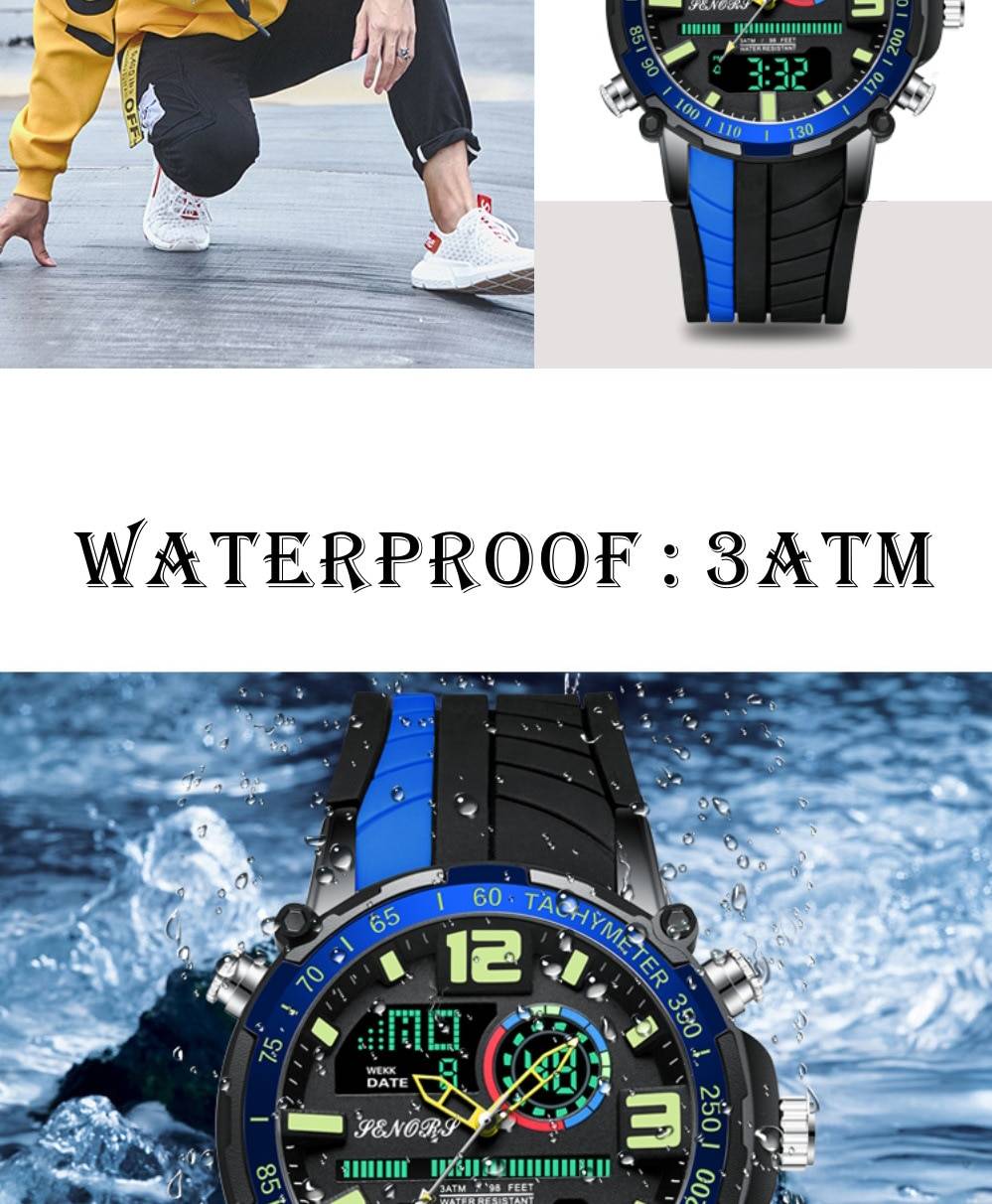 Men's Striped Silicone Strap Sports Watch