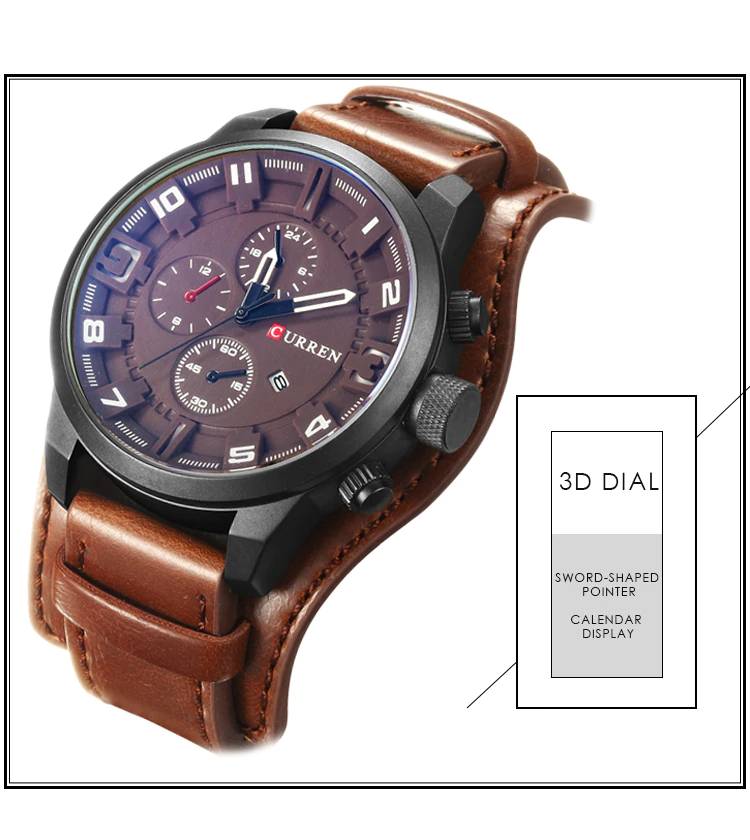 Men's Waterproof Round Sport Watch with Calendar