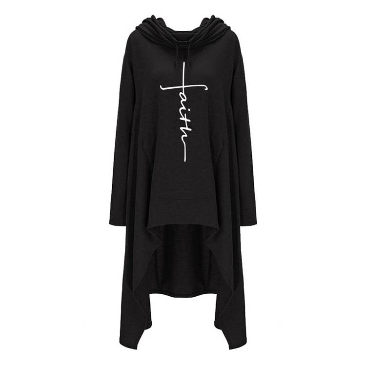 Women's Irregular Faith Printed Hoodie